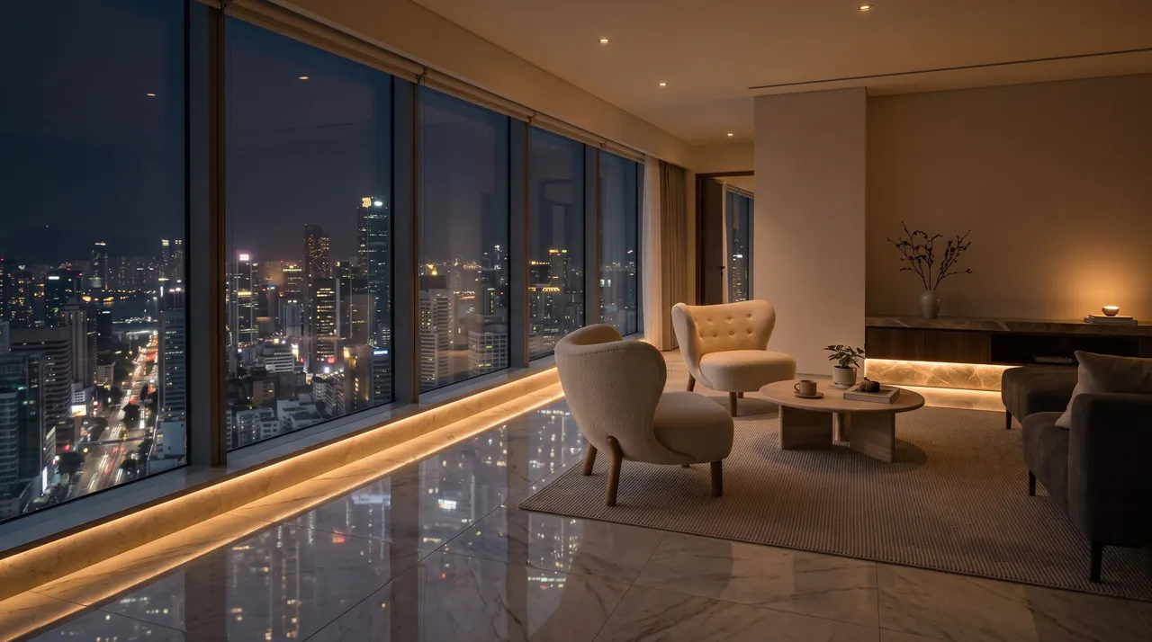 The same room at 23:00 — night