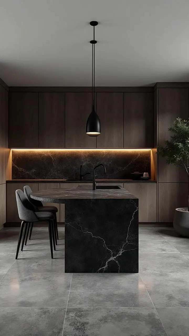 Kitchen with an ORKAY porcelain slab counter top